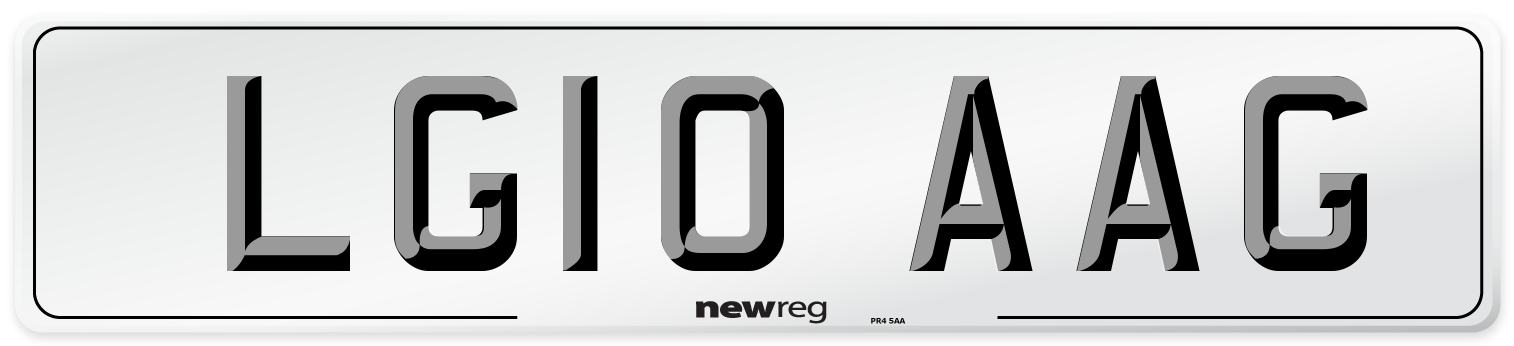 LG10 AAG Number Plate from New Reg